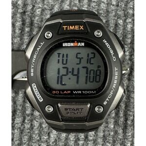 Timex Ironman Mens Watch 39mm Digital 30 Lap Indiglo T5K821 Tested Working